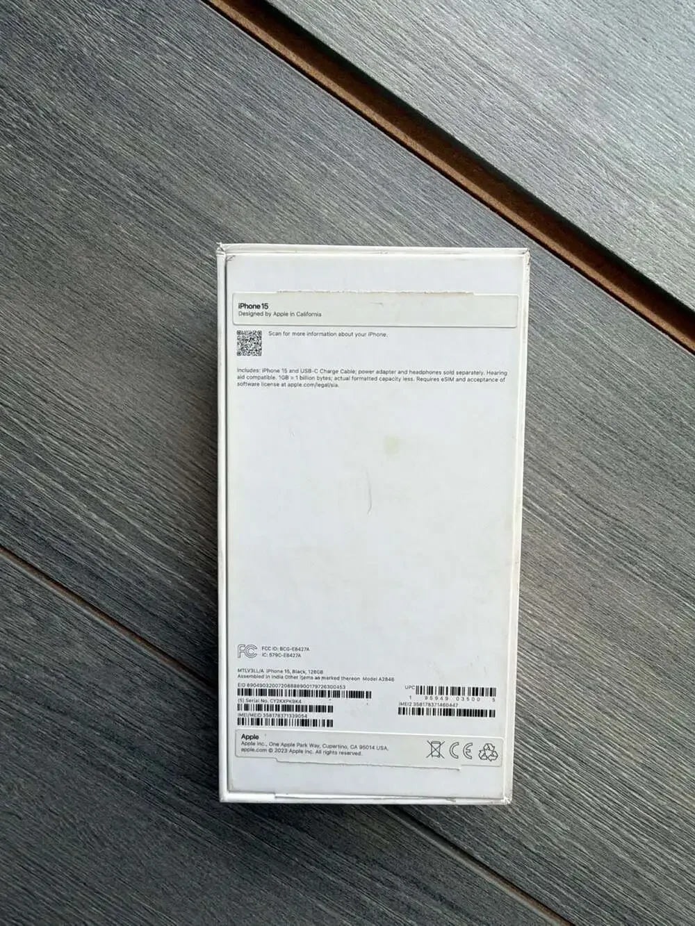 Apple iPhone 15 Box Only Black 128GB Empty Box